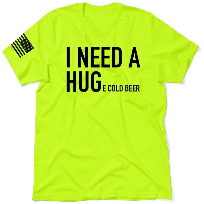 Huge Beer - Hi Visibility Safety Work T-Shirt Jersey Menswear For Blue Collar Workers | Funny, Sarcastic | Graphic Tees...