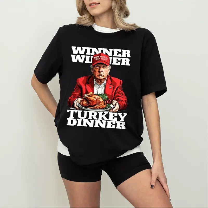 Humor Funny Trump Winner Winner Turkey Shirt, Trump Thanksgiving Shirt, Dinner Thanksgiving Sweatshirt, Thanksgiving...