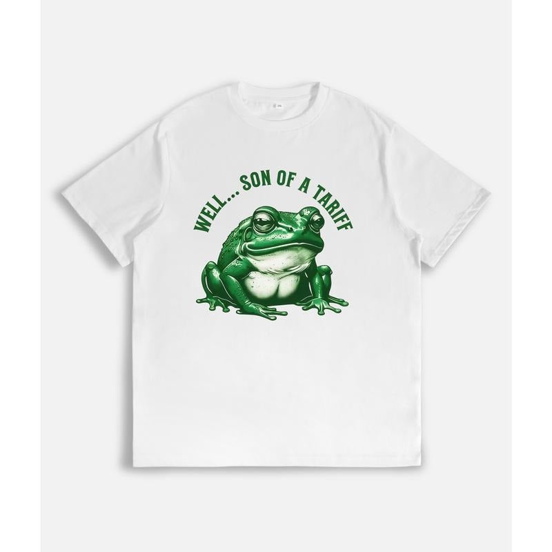 Humorous Frog Graphic T - Shirt with "Well... Son of a Tariff" Slogan style 02 Hoodie, Sweatshirt | HypeDripTees.com
