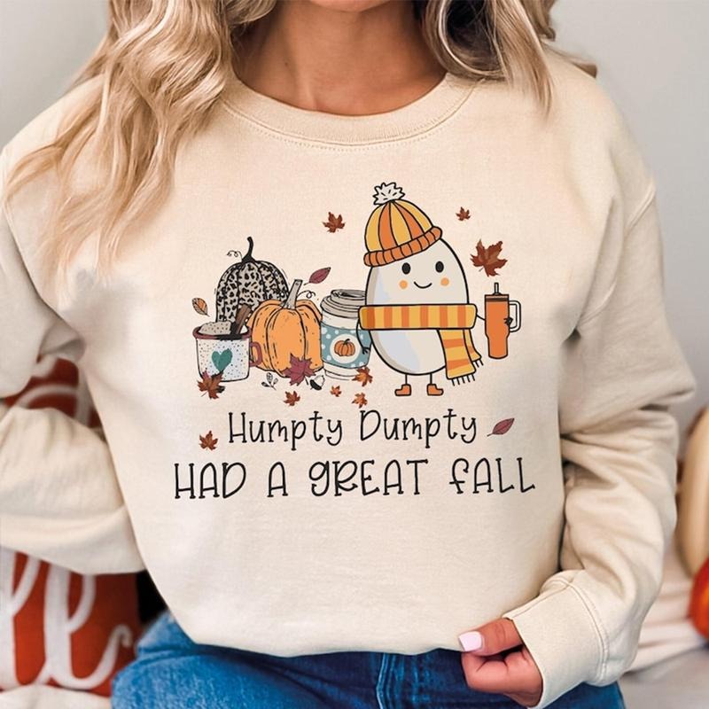Humpty Dumpty Had A Great Fall Sweatshirt, Funny Thanksgiving Teacher Crewneck, Fall Vibes Sweater, Pumpkin Season...