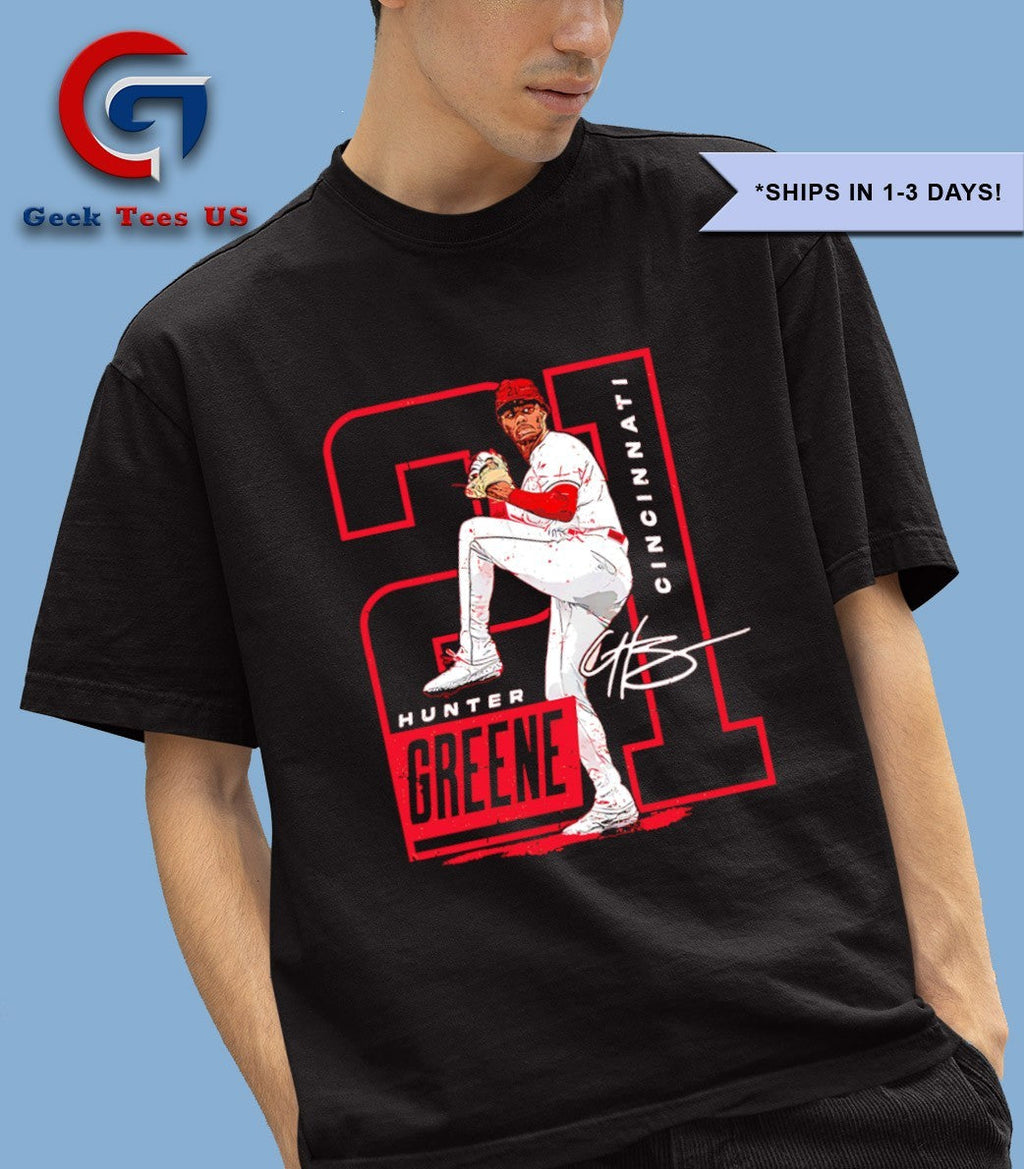 Hunter Greene No.21 Cincinnati Reds Baseball signature shirt