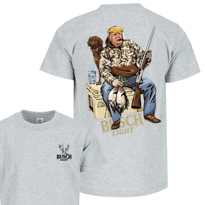 Hunter Trump With Busch Light Beer 2 Siders T-shirt, Trump and Your Hunt Dog, Hunting Season, T-shirt for Men, for Women...