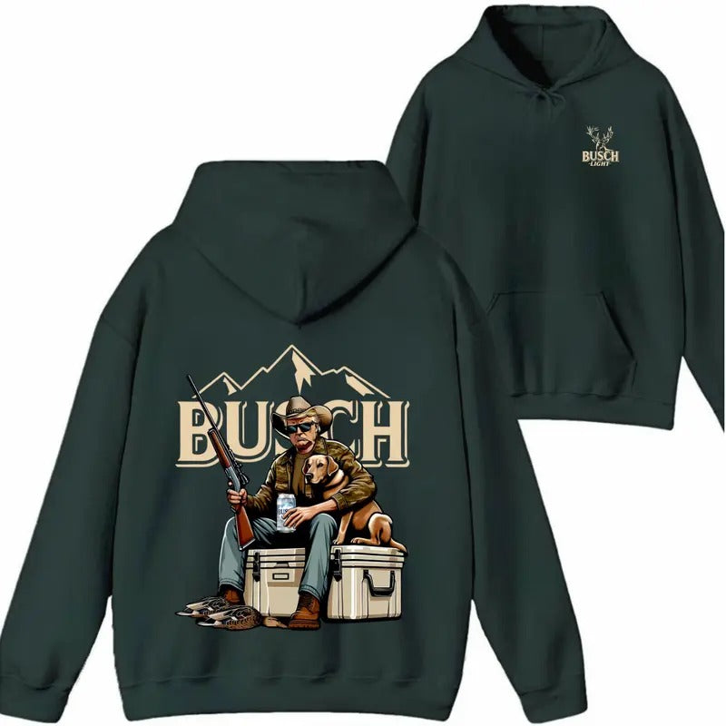 Hunter Trump With Busch Light Beer Hoodies-Sweatshirt-Tshirt, Trump and Your Hunt Dog, Hunting Season, Shirt for Men, for...