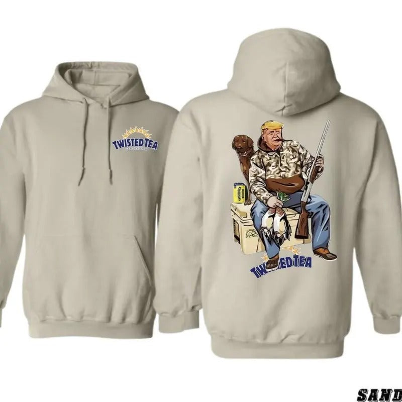 Hunter Trump With Twisted Tea 2 Siders Hoodie Sweatshirt T-shirt, Twisted Tea Trump Duck Hunting, Trump and Your Hunt...