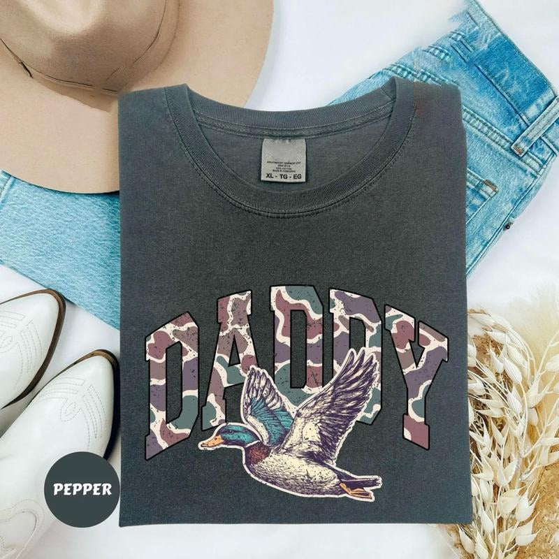 Hunting Dad Shirt, Duck Hunting Sweatshirt, Mallard Duck Shirt, Daddy of Hunters T-Shirt, Camo Dad Shirt, Hunting Season...