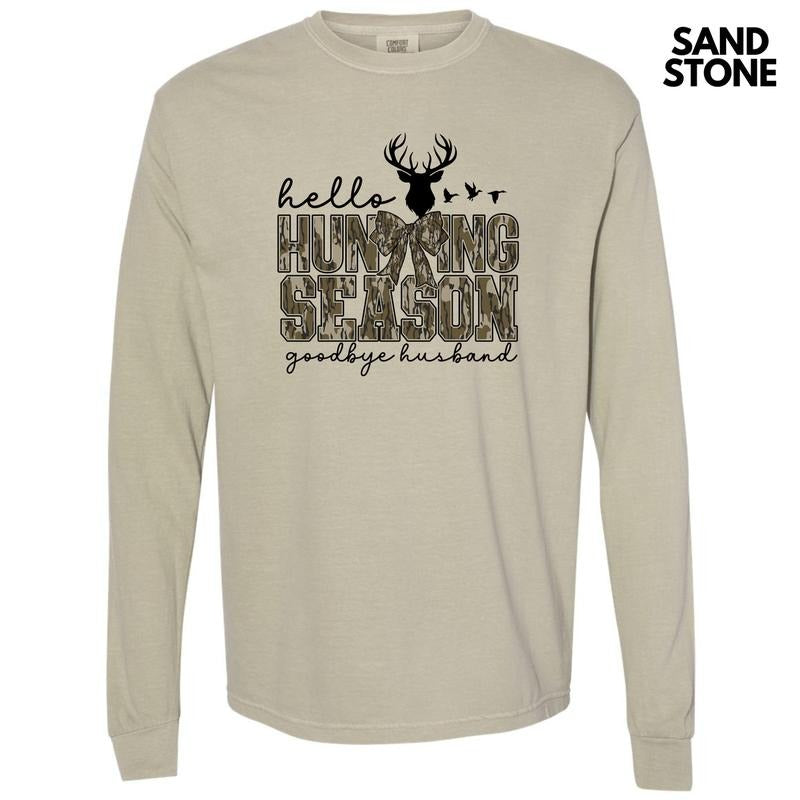 Hunting Season Husband Long Sleeve Comfort Colors T-Shirt 'NLB' Hoodie, Sweatshirt | HypeDripTees.com