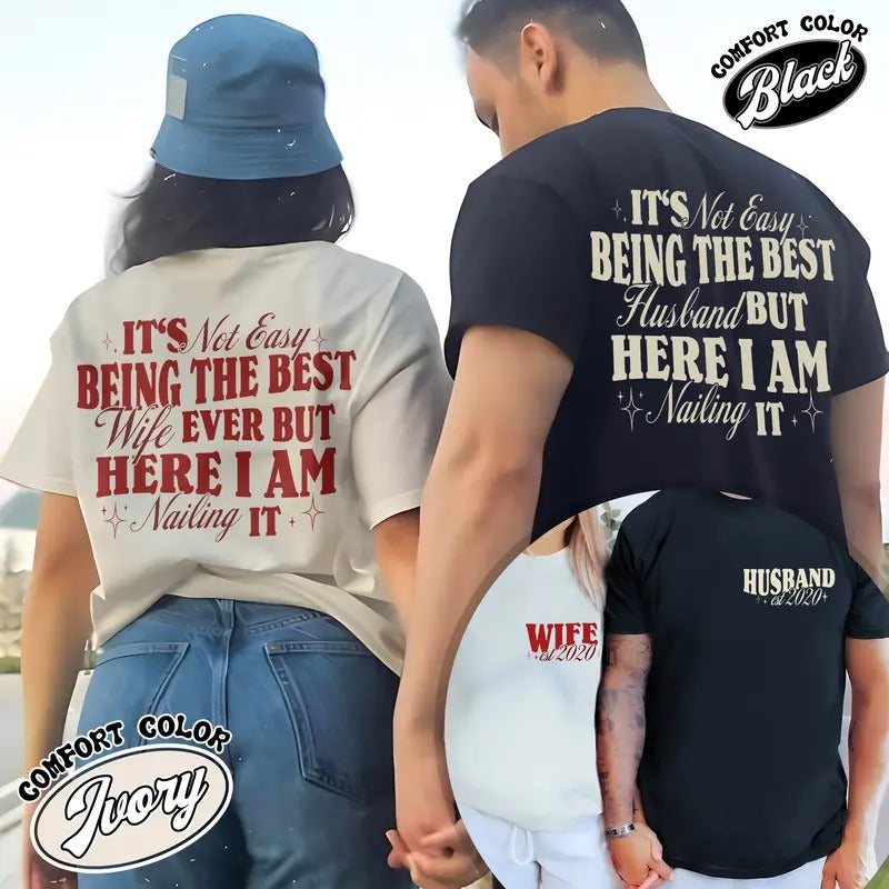 Husband Wife Matching Shirt Est Wife Anniversary Her Married Husband Best Husband Est Husband T-Shirts, Hoodie, Sweatshirt