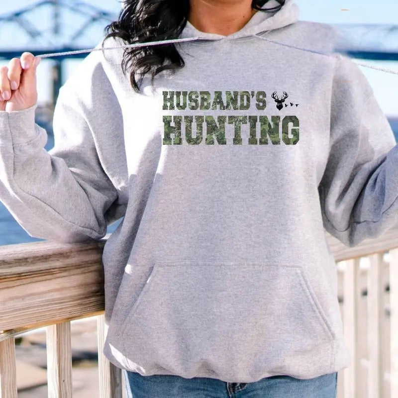Husband Hunting Season Sweatshirt, Hunting Season Sweatshirt, Hunting Lover Gift, Deer Hunters Shirt, Hunter Girlfriend...