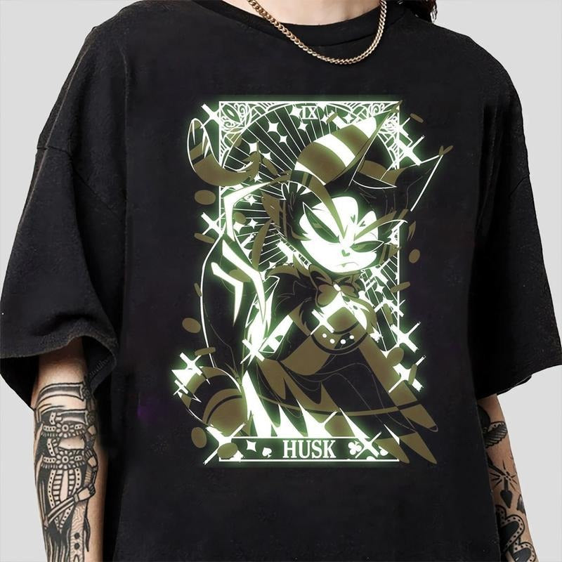 Husk T-Shirt, Hazbin Hotel Characters, Hazbin Hotel T-Shirt, Hazbin Hotel Cartoon , Birthday Gift for fan, Helluva Boss...