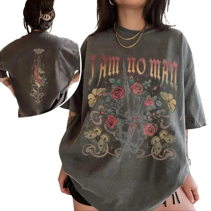 I Am No Man Double Side T-Shirt, LOTR T-Shirt, Fantasy Reader Tee, Book Quote Tee, Girl Power Shirt, Gift for Birthday...