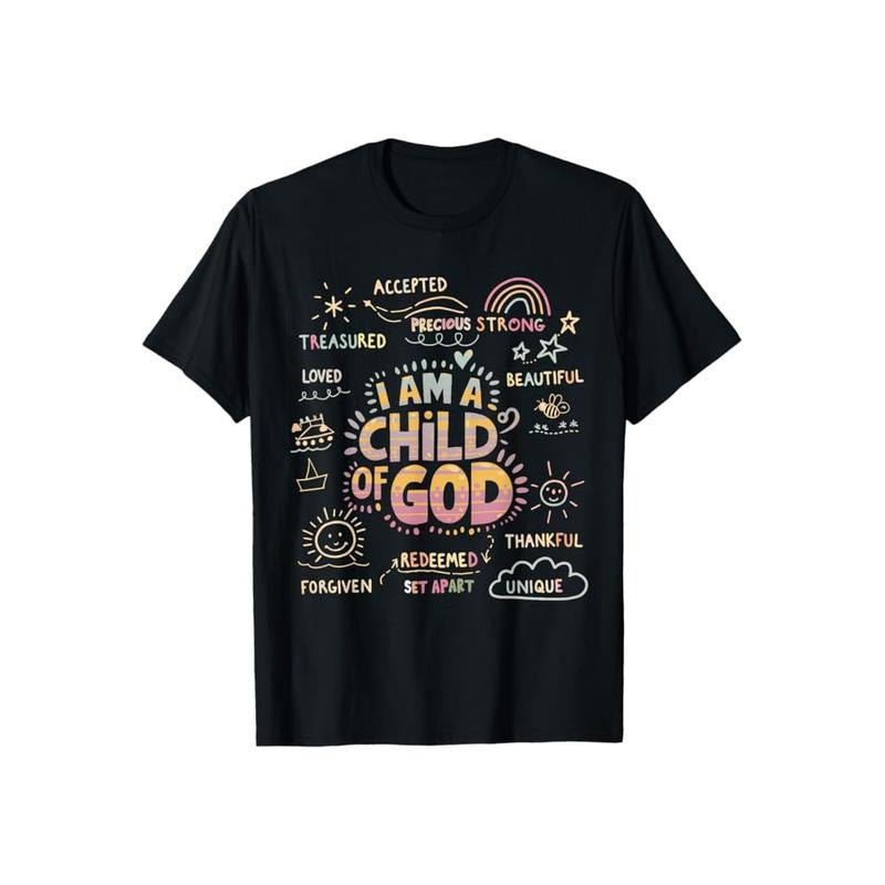 I Am a Child of God Christian Shirt Cotton Casual Street Style Crew Neck Short Sleeve T-Shirt Trendy Top for Women for...