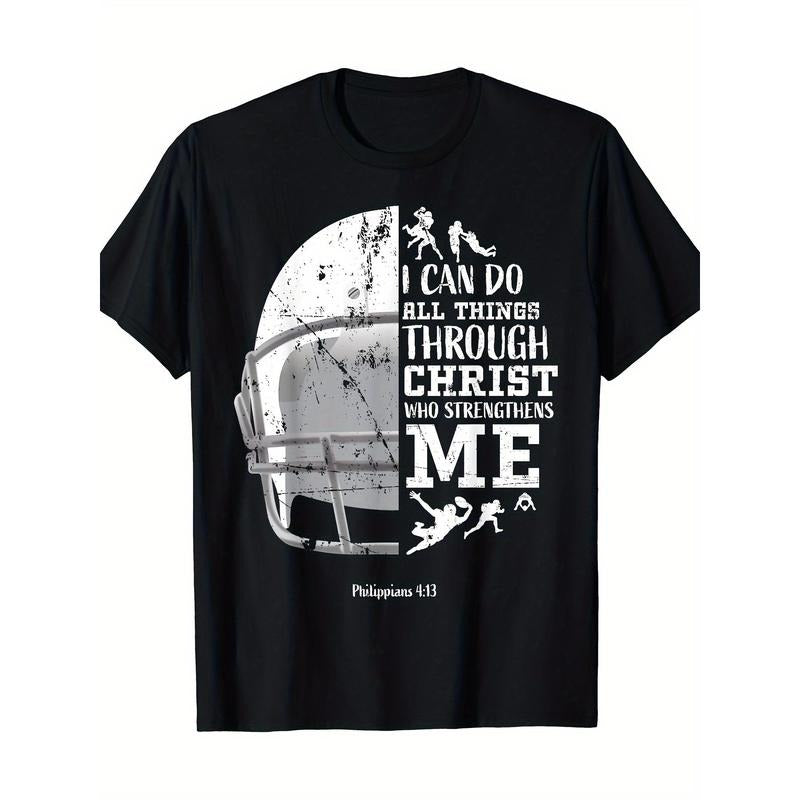 I Can Do All Things Philippians 413 Inspirational Graphic T-Shirt for Men and Boys - Premium Quality, Short Sleeve, Crew...