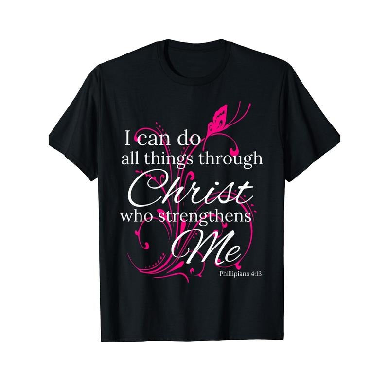 I Can Do All Things Through Christ Butterfly Art - Religious T-Shirt Hoodie, Sweatshirt | HypeDripTees.com