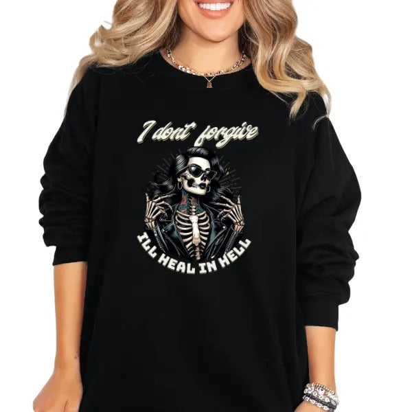 I Don't Forgive, I'll Heal in Hell Crewneck Sweatshirt, T Shirt, Hoodie Grunge Aesthetic Pullover | Casual, Streetwear...