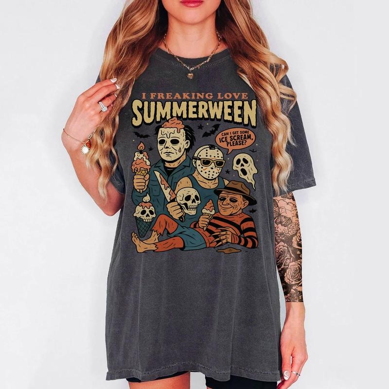 I Freaking Love Summerween Shirt, Summer Vibes Tshirt, Spooky Season Shirt, Summer Tees for Halloween Lover, Scary Movie...