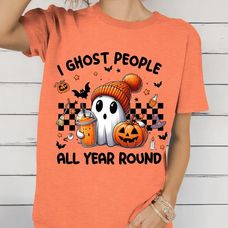 I Ghost People All Year Around Halloween Shirt.  Casual Everyday Relaxed Halloween Unisex T-Shirt. Hoodie, Sweatshirt