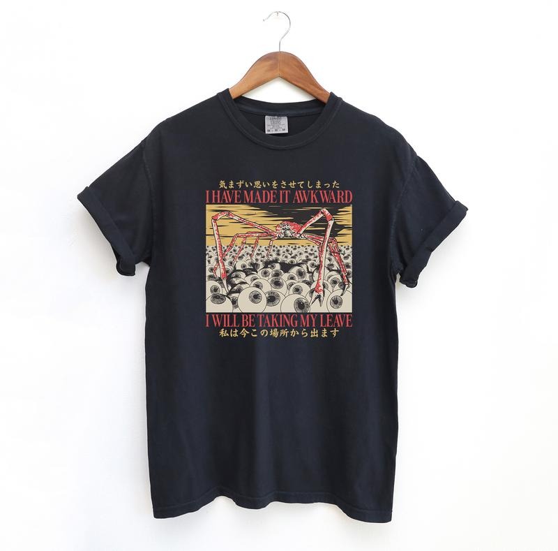 I Have Made It Awkward Vintage Japanese Spider Crab T-Shirt, Comfort Colors Vintage Graphic Tee, Meme Funny Tshirts...