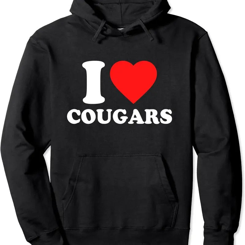 I Love Cougars / I Heart Cougars Pullover Hoodie | Unisex Hooded Sweatshirt T-Shirts | HypeDripTees.com