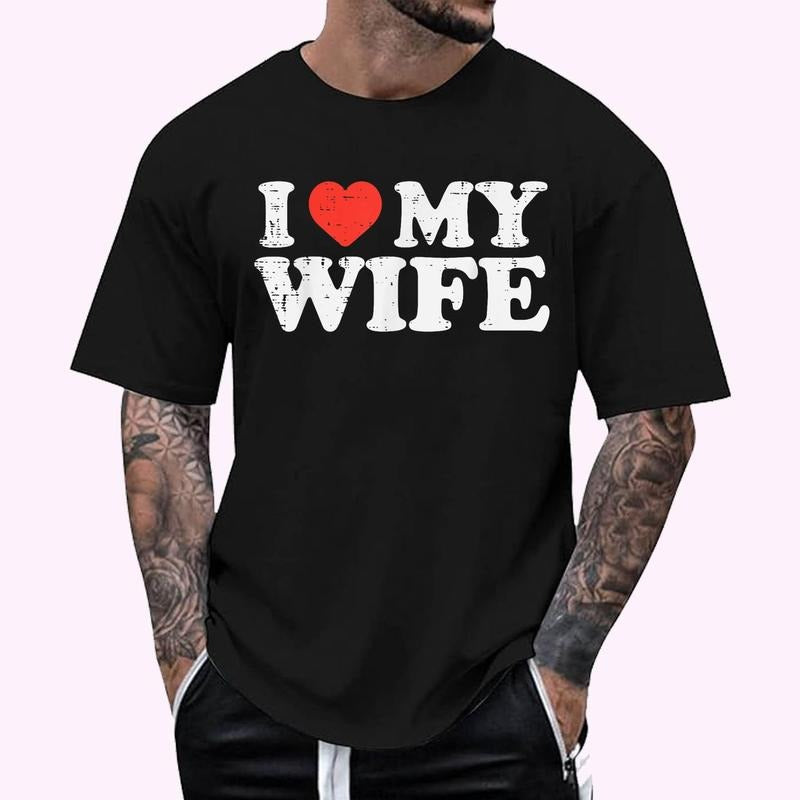 I Heart My Wife Love Wifey Couple Matching Husband Dad Men T-Shirt , Unisex Cotton 100%, Top Menswear Hoodie, Sweatshirt