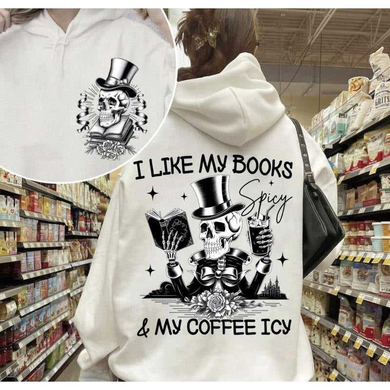 I Like My Books Spicy And My Coffee Icy Sweatshirt, I love Iced Coffee Shirt, Trendy Coffee Shirt , Coffee Lover...