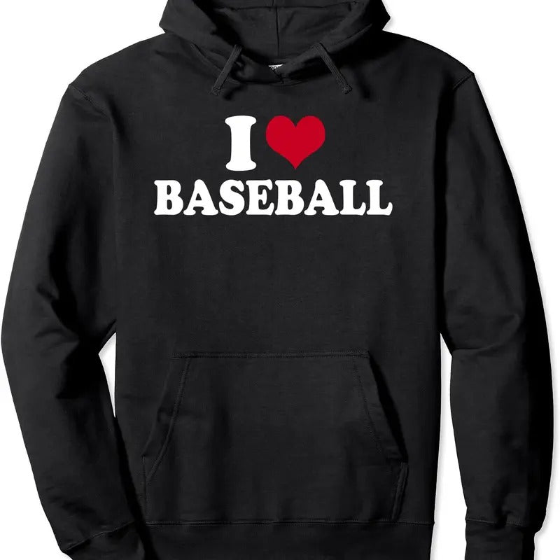 I Love Baseball Pullover Hoodie | Unisex Hooded Sweatshirt T-Shirts | HypeDripTees.com
