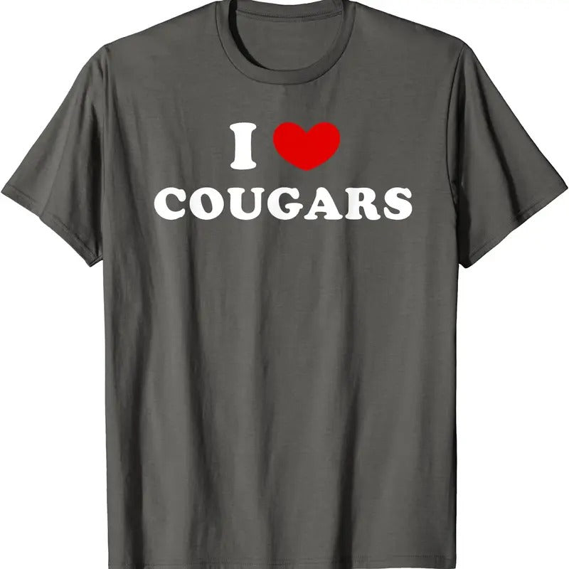 I Love Cougars Shirt, I Heart Cougars T-Shirt | Unisex Cotton Tee, Size S-5XL Hoodie, Sweatshirt | HypeDripTees.com