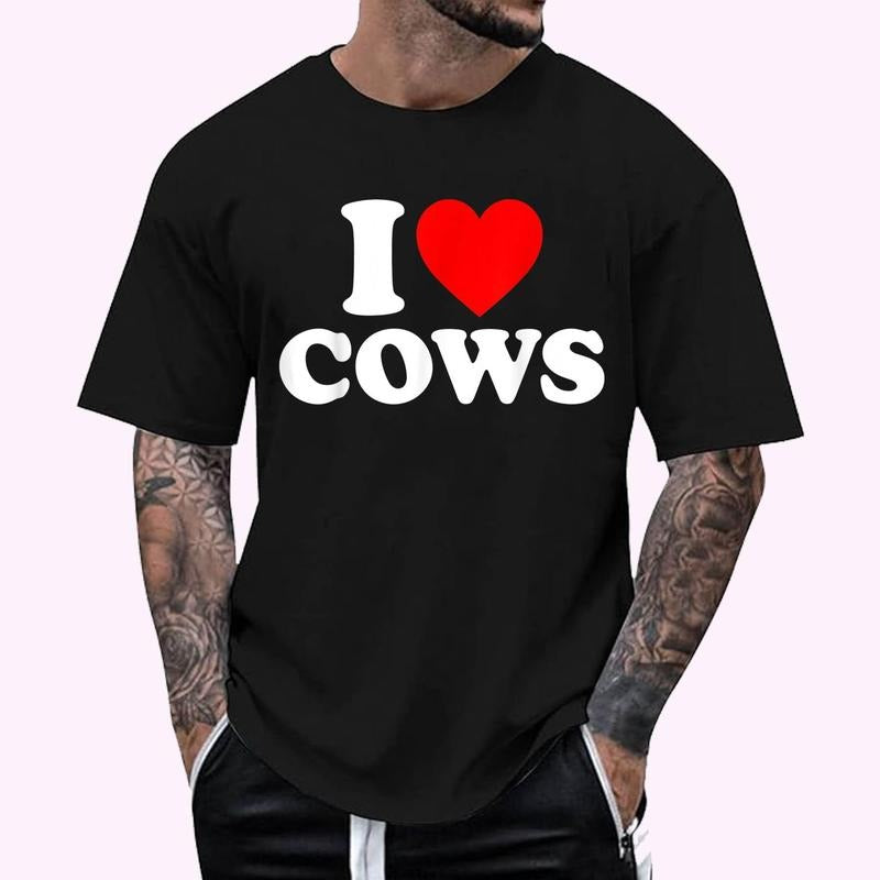 I Love Cows I Heart Cows Funny Farming Cow Lover Cotton 100% Top Menswear T-Shirts, Hoodie, Sweatshirt