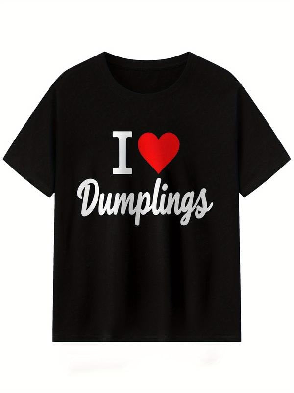 I Love Dumplings Men's High Quality T-Shirt with Advanced Design, Black Color, and Interesting Short Sleeve Printed Style...