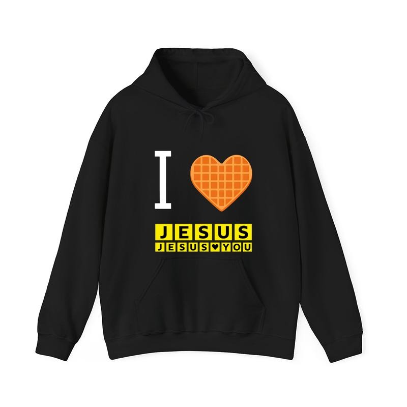 I Love Jesus Waffle Heart Funny Christian Breakfast Hoodie - Sweatshirt