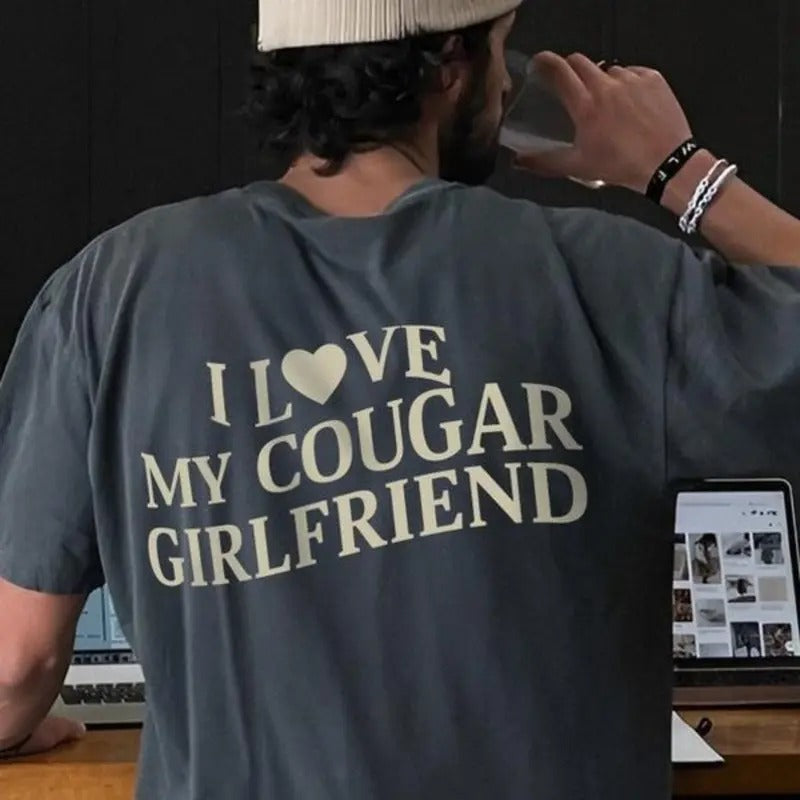 I Love My Cougar Girlfriend Shirt, Boyfriend Gift, I Love My Girlfriend Tee, I Heart My Cougar T-shirt, Valentines Gift,...