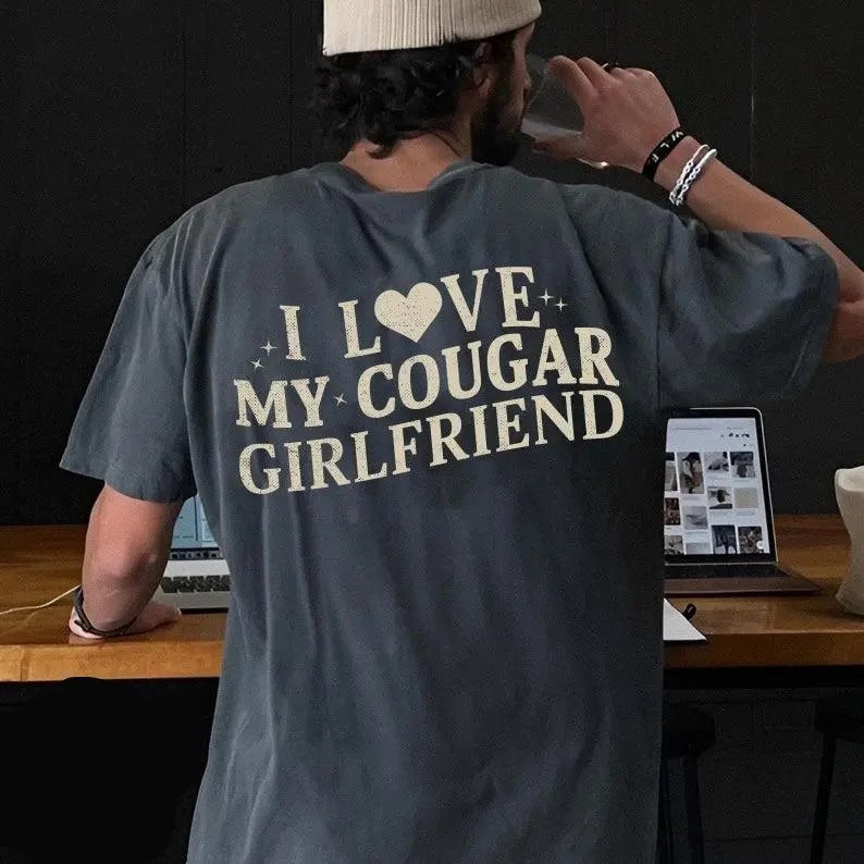 I Love My Cougar Girlfriend Shirt, Funny Gift for Him, Boyfriend Gift, I Love My Girlfriend Tee, I Heart My Cougar Shirt...