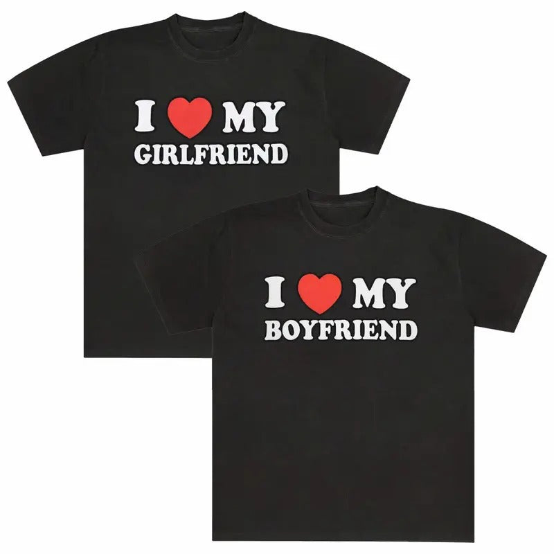I Love My Girlfriend T-Shirt | I Love My Boyfriend T-shirt - Men's Regular Fit "I Love My GF" Print Crew Neck Short...