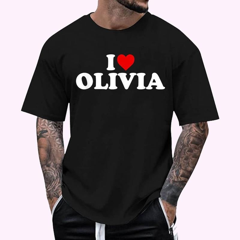 I Love Olivia - Heart T-Shirt , Unisex Cotton 100%, Top Menswear Hoodie, Sweatshirt | HypeDripTees.com