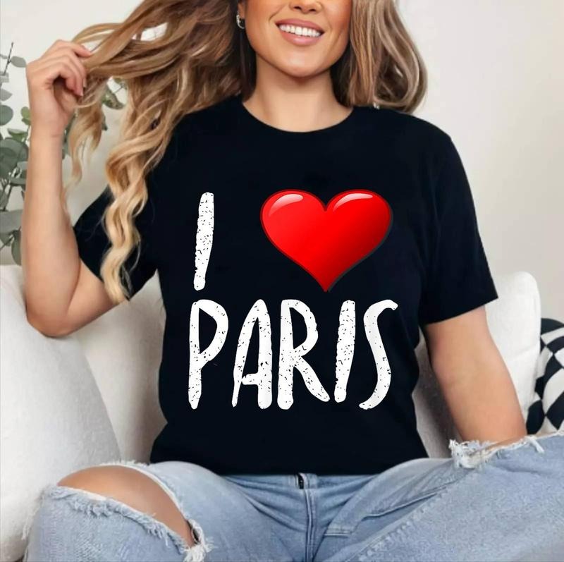 I Love Paris Shirt I Heart France Souvenir Cotton 100% Top Womenswear T-Shirts, Hoodie, Sweatshirt