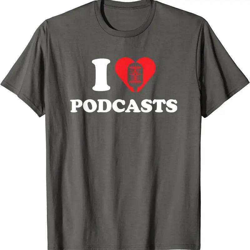 I Love Podcasts Heart T-Shirt | Unisex Cotton Tee, Size S-5XL Hoodie, Sweatshirt | HypeDripTees.com