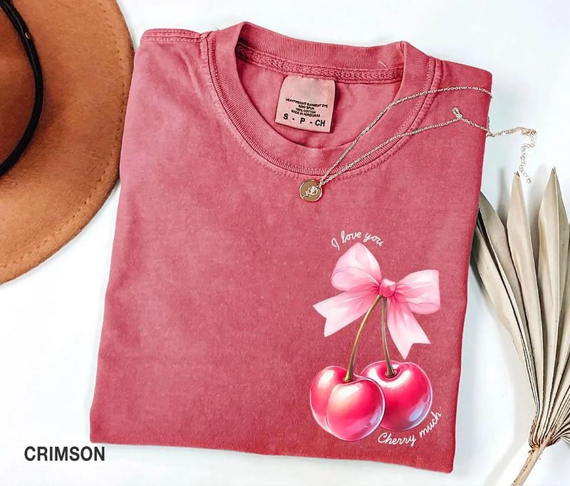 I Love You Cherry Much Shirt, Valentine's Day Sweatshirt, Coquette Bow Cherry T-shirt, Coquette Valentine Sweater, Cherry...