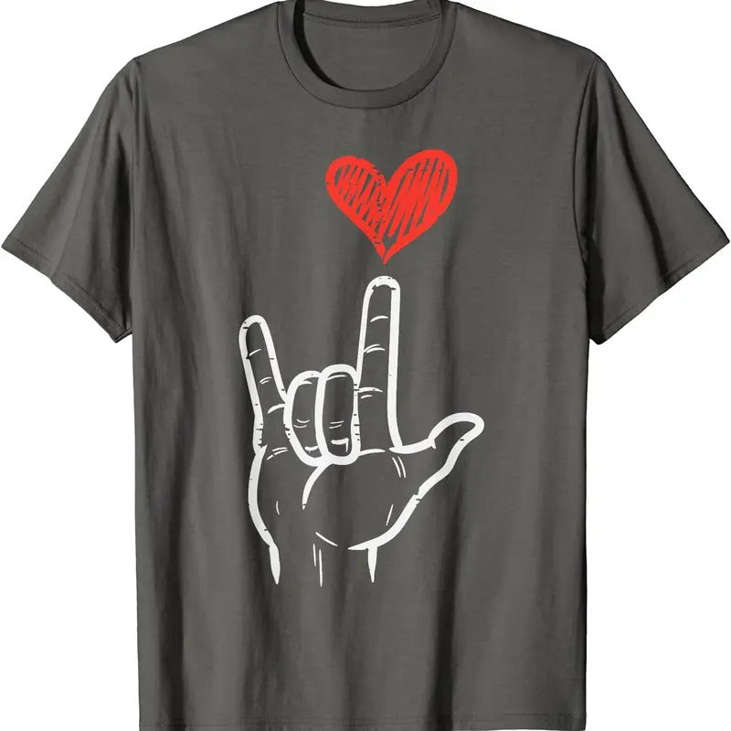 I Love You Hand Sign ASL Heart T-Shirt | Unisex Cotton Tee, Size S-5XL Hoodie, Sweatshirt | HypeDripTees.com