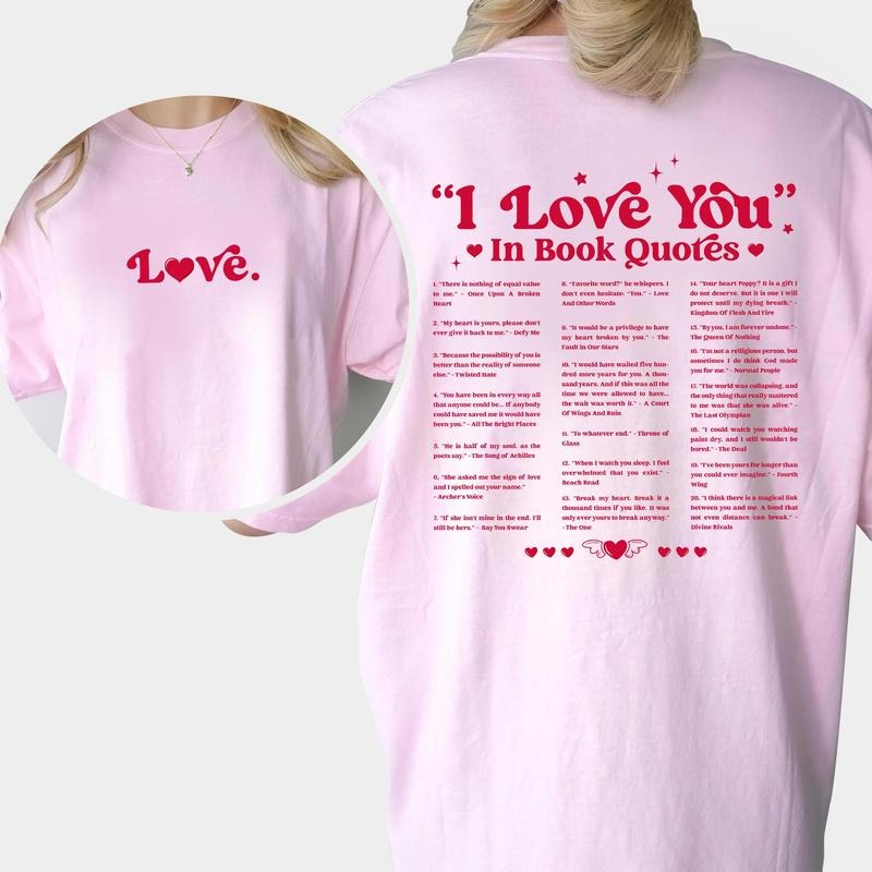 I Love You In Book Quotes Shirt, Funny Wife Unhinged Shirt, Book Lover Graphic Printed Tee, Booktok T-shirt, Bookish Era...