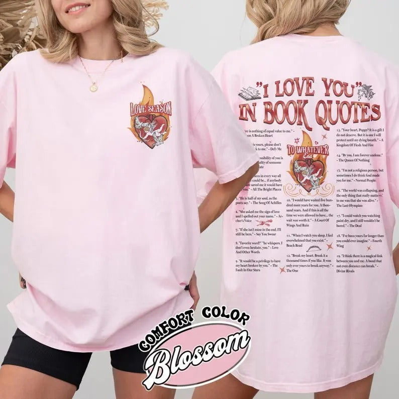 I Love You in Book Quotes Shirt, Bookish Valentines Day Shirt, Different Ways Say I Love You in Book Quotes Shirt,...