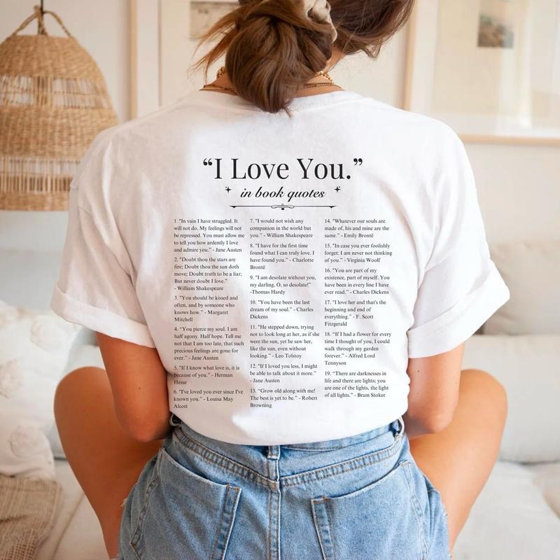 I Love You in Book Quotes Shirt, Romantasy Booklover Quote Sweatshirt, Smut Merch, Bookish Fandom T-shirt, Romance...