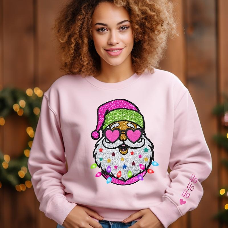 I Love a Man with a Beard Santa Christmas Sweatshirt, Sweater For Women Cotton Womenswear T-Shirts, Hoodie | HypeDripTees.com