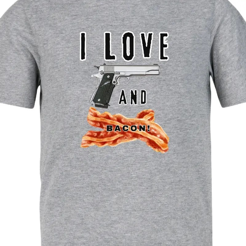 I Love guns and bacon. T-shirt Menswear Crewneck Casual men funny t shirt Hoodie, Sweatshirt | HypeDripTees.com
