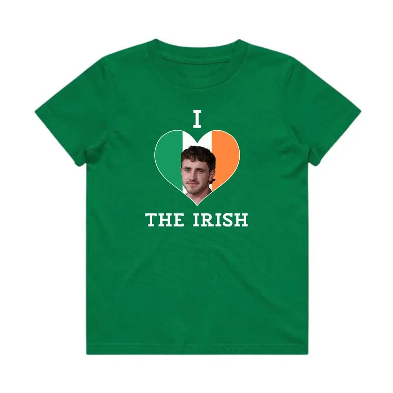 I Love the Irish Paul Mescal Baby Tee x Tshirt, I Heart the Irish, St. Patrick's Day Outfit Green Paul Mescal, Irish...