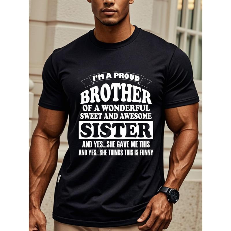 I'M A PROUD BROTHER-IN-LAW OF A WONDERFUL SWEET AND AWESOME SISTER-IN-LAW, Cotton T Shirts For Men, Black Graphic Tee,...