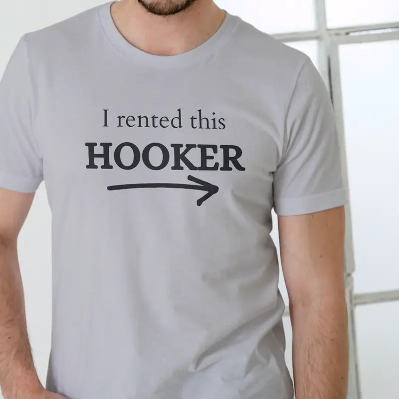 I Rented This Unisex Cotton T-Shirt, Casual Style, Short Sleeve, White, Graphic Design Featuring Text and Arrow Hoodie,...