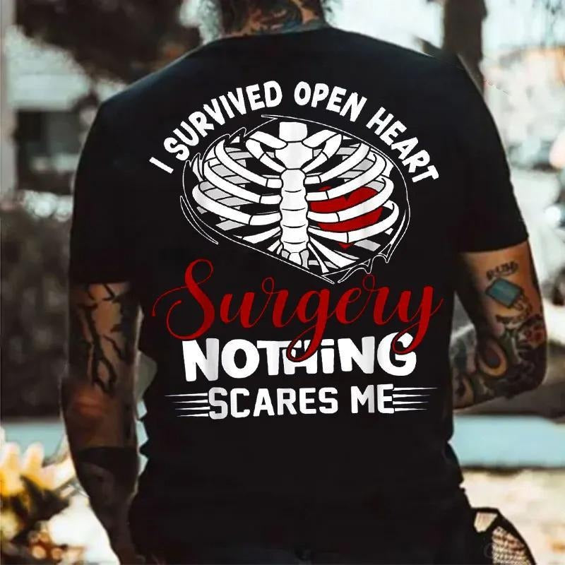 I SURVIVED OPEN HEART Surgery NOTHING SCARES ME Rib Cage Print Men's T-shirt Hoodie, Sweatshirt | HypeDripTees.com