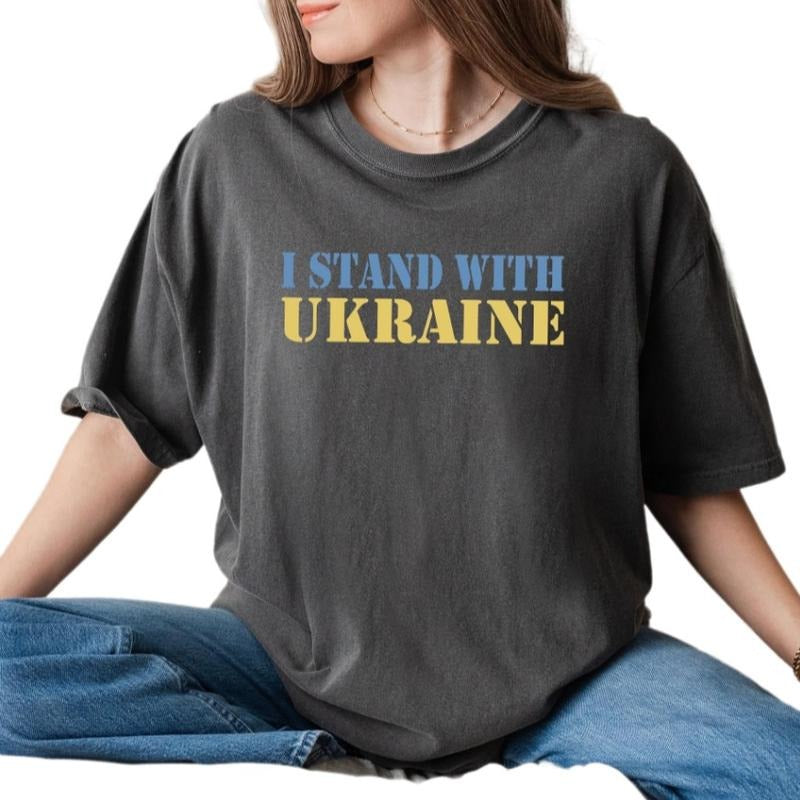 I Stand With Ukraine T-Shirt Rainbow Save Ukraine Shirt, Support Free Ukraine Tee for Men Women Hoodie, Sweatshirt