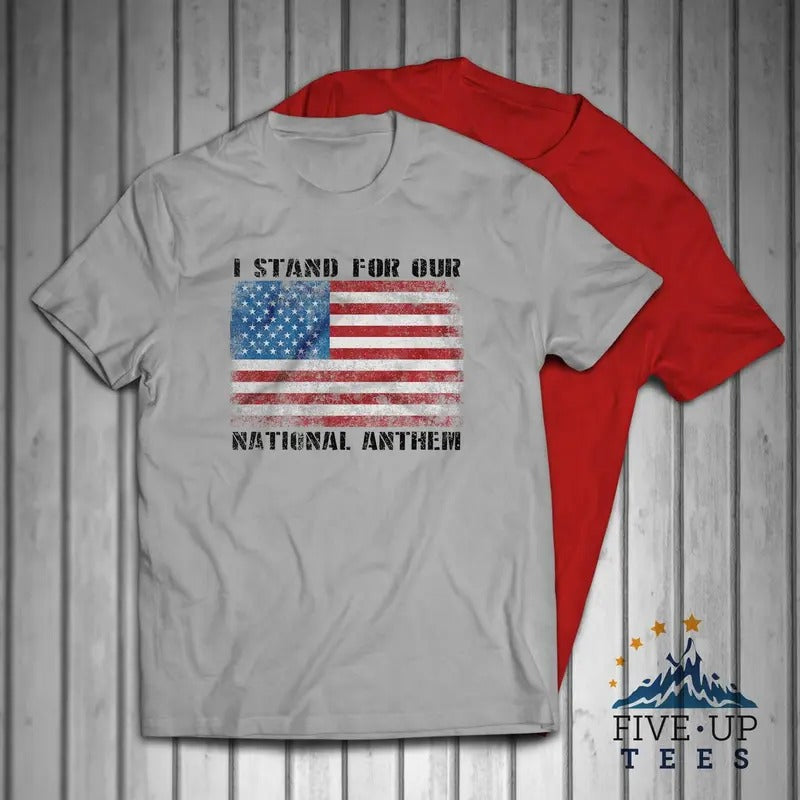 I Stand for Our National Anthem USA Flag Patriotic Men's T-shirt Casual Classic Hoodie, Sweatshirt | HypeDripTees.com