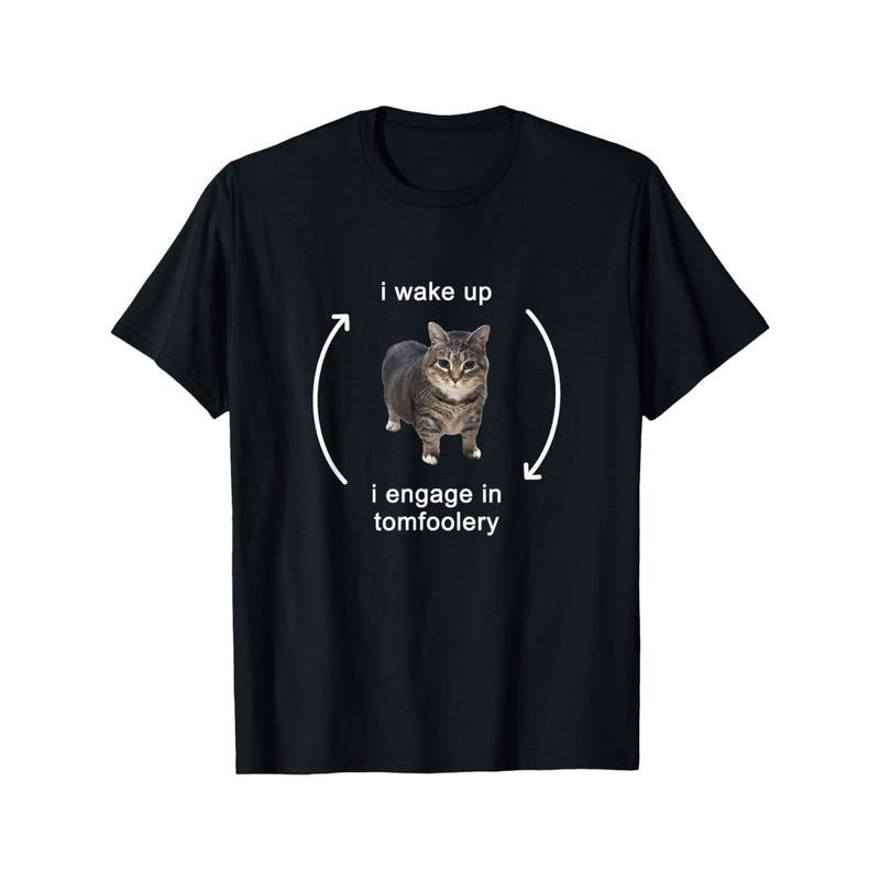 I Wake Up I Engage In Tomfoolery Silly Cat Meme T-Shirt style 02 Hoodie, Sweatshirt | HypeDripTees.com
