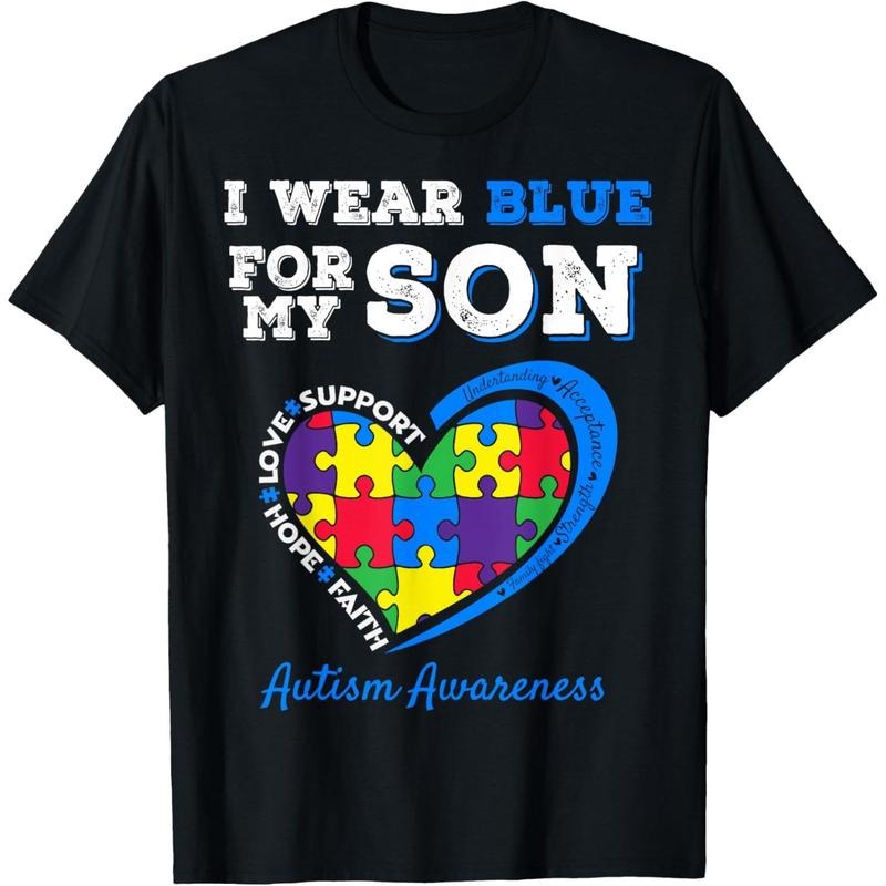 I Wear Blue For My Son Autism Awareness Mom Dad Parents T-Shirt Hoodie, Sweatshirt | HypeDripTees.com